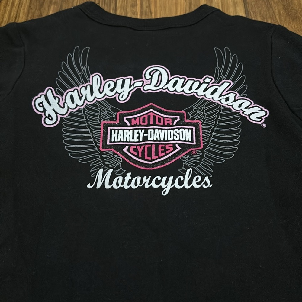 Harley-Davidson Motorcycles 2T Long Sleeve Shirt with Pink Details - Picture 5 of 5